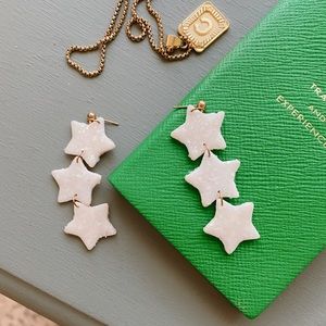 star shaped clay earrings, light & sparkly